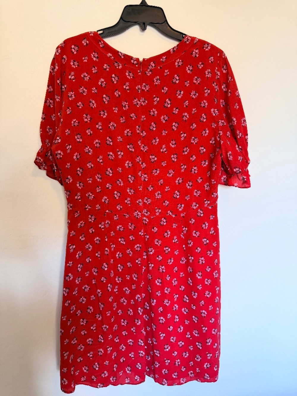 Madewell Red Silk Floral V-neck Mini Dress Size 12